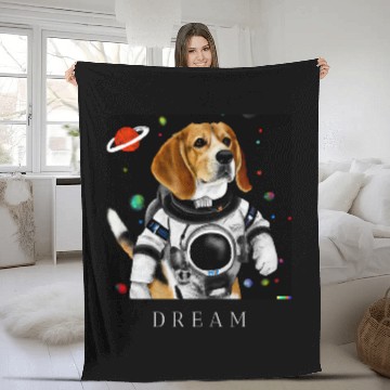 Discover Funny Beagle Dog creative astronaut Pet Owner Fleece Blankets