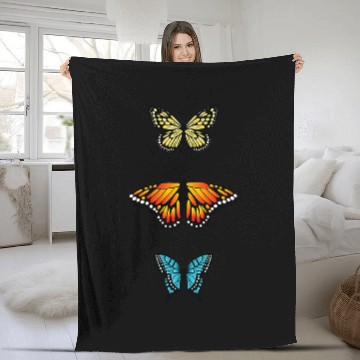 Discover Womens Butterfly Printed casual summer short sleeve Fleece Blankets