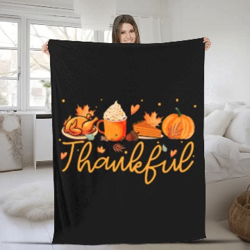 Discover Thankful Pumpkin Pie Turkey Fall Leaves Autumn Thanksgiving Baseball Tees Fleece Blankets