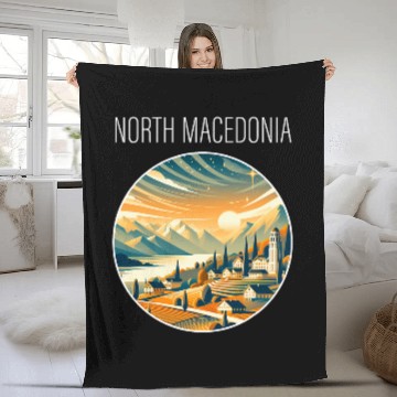Discover North Macedonia scenery Art Deco Fleece Blankets