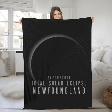 Discover Newfoundland Eclipse Totality April 8 2024 Total Solar Fleece Blankets