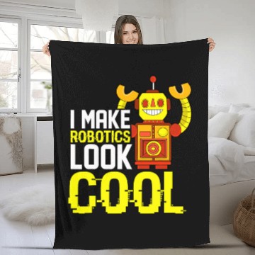 Discover Robot Building Engineer Student Robot Builder Funny Robotic Fleece Blankets