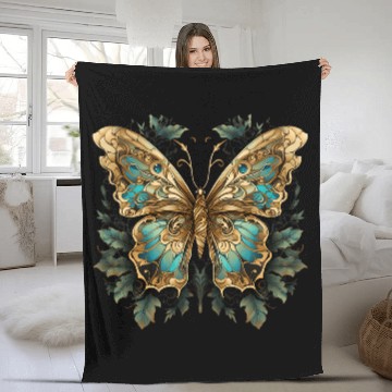Discover vintages Cottagecore Butterfly Moth With Flowers Zip Fleece Blankets