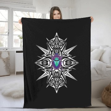 Discover Purple Beetle with White Mandala Fleece Blankets