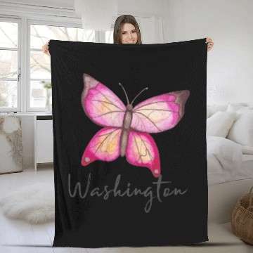 Discover Washington BOHO Butterfly Artsy Bohemian Chic Whimsy Fleece Blankets