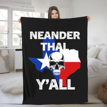 Discover Neanderthal Texas Yall with Skull Design Fleece Blankets