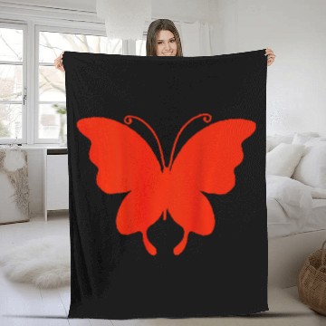 Discover Wings 2Orange Butterfly Fleece Blankets