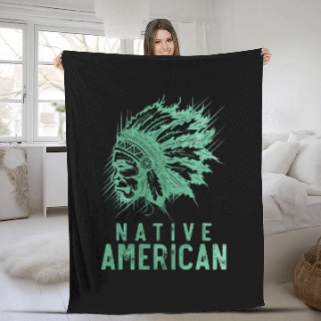 Discover Native American Chief Indian Baseball Tees Fleece Blankets