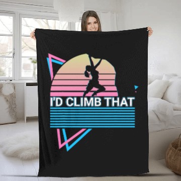 Discover Rock Climbing Rock Climber Retro Id Climb That Fleece Blankets