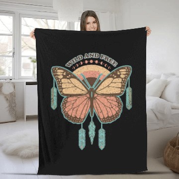 Discover Wild And frees Butterfly Boho Retro Style Baseball Tees Fleece Blankets