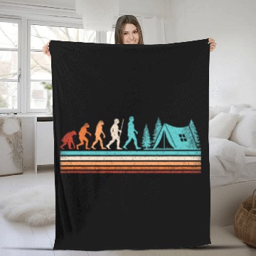 Discover Retro Camping Evolution Nature Camper Hiking Outdoor Fleece Blankets
