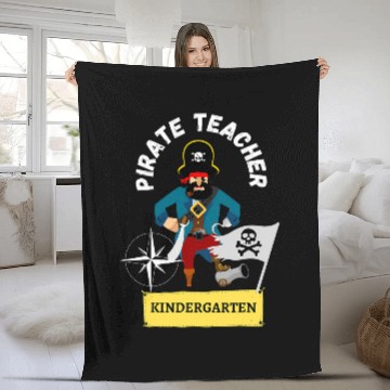 Discover Pirate Teacher Kindergarten 2Parrot and Treasures Fleece Blankets