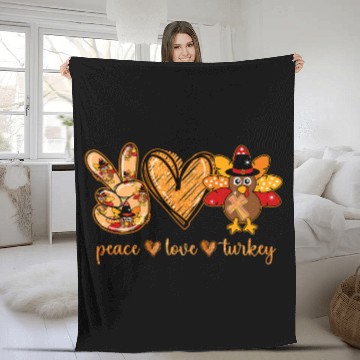 Discover Peace Love Turkey Funny Thanksgiving Lover Baseball Tees Fleece Blankets