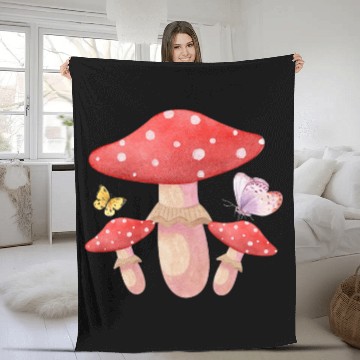 Discover Mushrooms and Butterflies Fleece Blankets