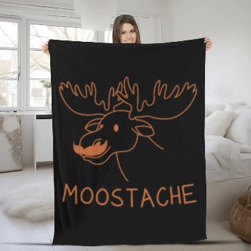 Discover Sarcastic Ironic Moosetache 2Funny Moose Lover Fleece Blankets