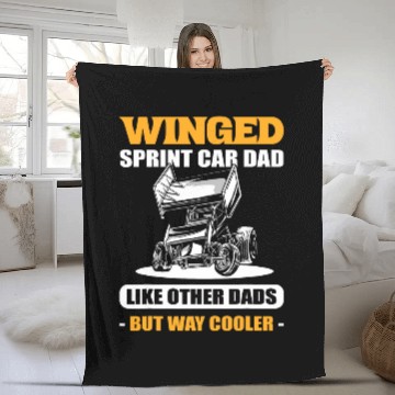 Discover Winged Sprint Car Dad 2Sprint Car Racer Fleece Blankets