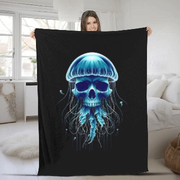 Discover Oceanic Mystery Jellyfish Skull Fusion Art Baseball Tees Fleece Blankets