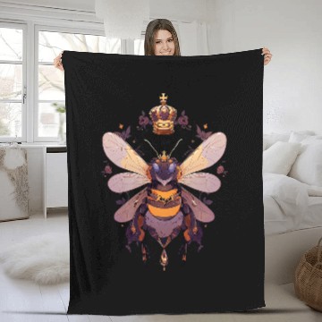 Discover Queen bee and Honey Beekeeper Beekeeping 4 Fleece Blankets