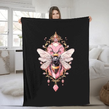 Discover Queen bee and Honey Beekeeper Beekeeping 1 Fleece Blankets