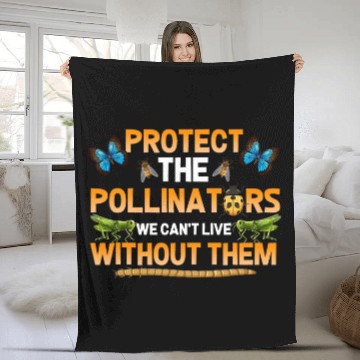 Discover Protect the Pollinators Butterfly Bat Bees Moth Fleece Blankets