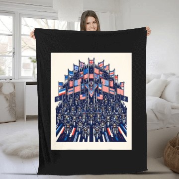 Discover Patriotic Motorcycle Rally Fleece Blankets