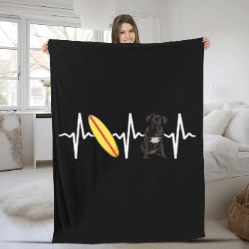 Discover Surfing Cane Corso Heartbeat Dog Lover Fleece Blankets