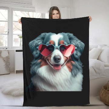Discover Mini Aussie Mom Australian Shepherd Valentines Day Fleece Blankets