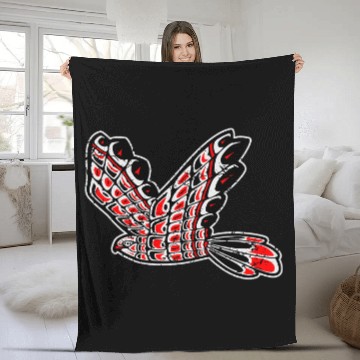Discover Red Tail Hawk Native American Tribal Bird Totem Birdwatcher Zip Fleece Blankets