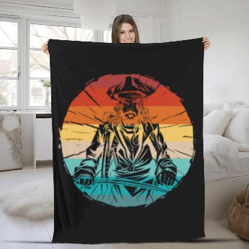 Discover vintages pirates history character Blackbeard cool pirate Fleece Blankets