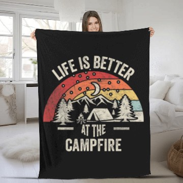 Discover Retro Life Is Better At The Campfire Funny Camper Camping Baseball Tees Fleece Blankets