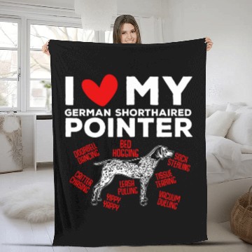 Discover I Love My German Shorthaired Pointer GSP Dog Zip Fleece Blankets