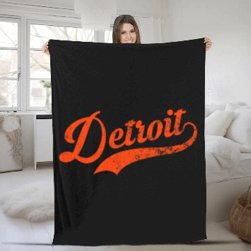 Discover Retro Detroit baseball city distressed Baseball Tees Fleece Blankets