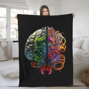 Discover Human Robot AI Computer Brain Fleece Blankets