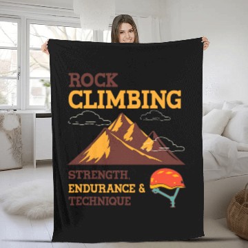 Discover Rock Climbing Ironic Quote Climber Skills Fleece Blankets