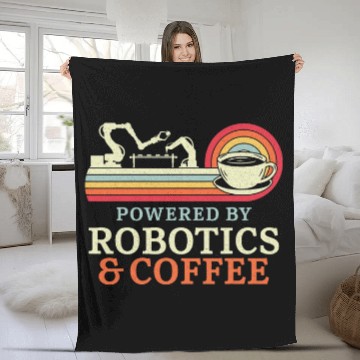 Discover Robot Robotics Engineer Coffee Retro vintages Powered By Fleece Blankets