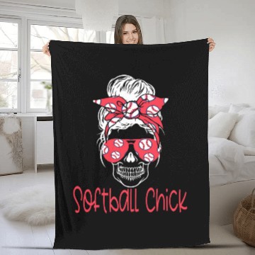 Discover Softball Player Pitcher Catcher Funny Coach Fleece Blankets