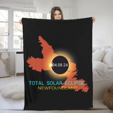 Discover Newfoundland Total Solar Eclipse 040824 Canada Souvenir Fleece Blankets