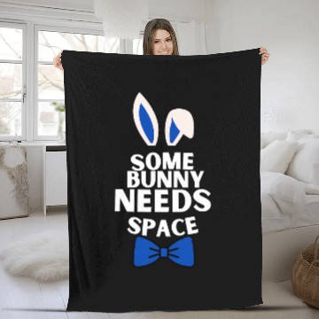 Discover somebunny needs space funny astronaut easter day space Fleece Blankets