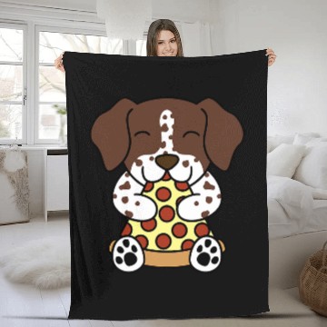 Discover Pizza German Shorthaired Pointer Dog Zip Fleece Blankets