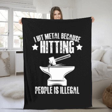 Discover I Hit Metal Because Hitting People Is Illegal Blacksmith Baseball Tees Fleece Blankets