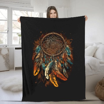 Discover Native American Dreamcatcher Indian Design 32 Fleece Blankets