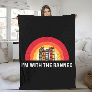 Discover Im With The Banned Books Week Librarian Retro Book Reader Fleece Blankets