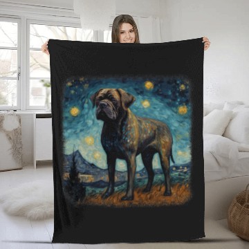 Discover Van gogh Cane Corso in starry night 2 Fleece Blankets