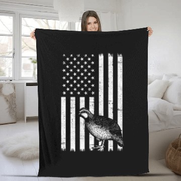 Discover Quail American Flag quail hunting 21 Zip Fleece Blankets