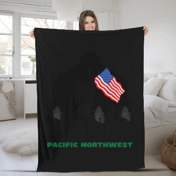 Discover Retro Sasquatch Pacific Northwest USA Flag bigfoots Camping Baseball Tees Fleece Blankets