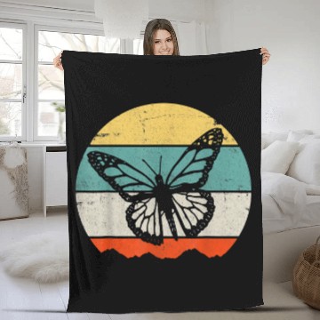 Discover Retro Sunset Butterfly Insect Baseball Tees Fleece Blankets