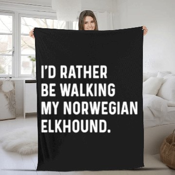 Discover Id Rather Be Walking My Norwegian Elkhound Dog Sarcastic Baseball Tees Fleece Blankets