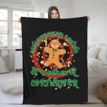 Discover Junior writer Job Gingerbread Funny Xmas Fleece Blankets