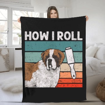 Discover Saint Bernard Dog How I Roll St  Bernard Fleece Blankets