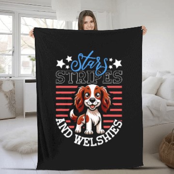Discover Patriotic Welsh Springer Spaniel Fleece Blankets